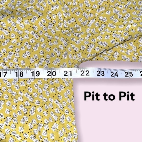 Cynthia Rowley Fall Leaves Patterned Blouse Yellow Long Sleeve V-Neck Womens XL - Picture 9 of 10